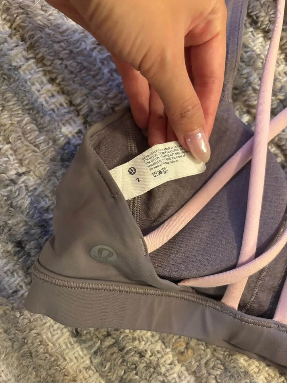 Lululemon | Women's Double-Strap Racerback Sports Bra - Taupe with Pink Straps